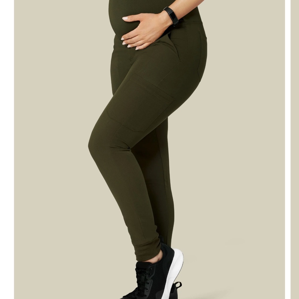 Mandala Maternity Olive Green Leggings with Pockets